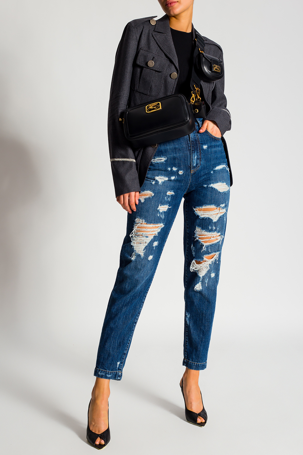 【Dolce&Gabbana】 Distressed high-riseストレートジーンズ Dolce & Gabbana ripped-detail Distressed Jeans | Blue | FARFETCH